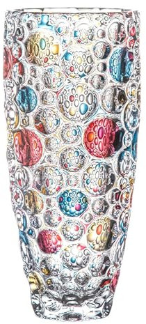 Bunte Glasvase für Blumen 25cm groß, Heavy Duty Kristallglas Blumenvase, handgemalte dekorative Vase für Blumenarrangements, Tisch Mittelstücke, Hochzeiten, Housewarming, Home Deco