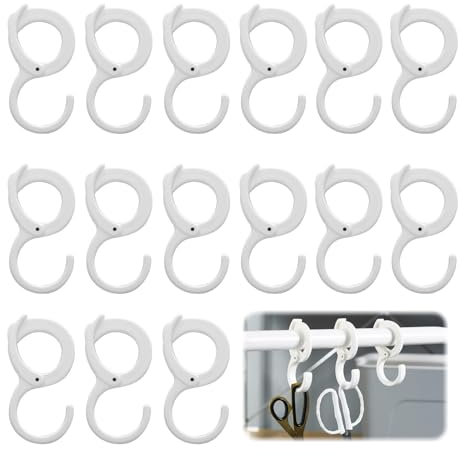 ChAusa 15 Pezzi Gancio a Forma di S, Ganci per Appendiabiti in Plastica, Multifunzionale Antiscivolo Ganci, Sospensione Gancio a Forma di S per Cucine, Bagni e Camere da Letto (Bianco)