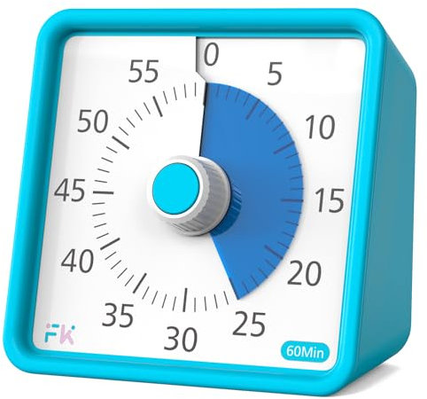 Une minuterie visuelle de 60 Minutes, Minuterie de Bureau pour Enfants et Adultes, Minuterie silencieuse pour la Classe ou la Conférence, Home Timer pour l'école à Domicile, Cuisine (Bleu)