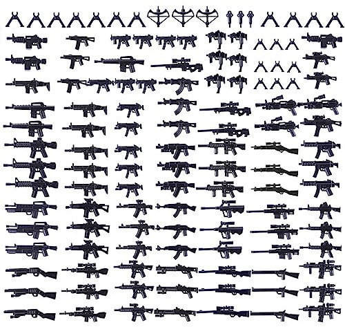 PizazzToy Militär Waffen Set, 90 Stück WW2 Armee-Waffen Custom Figuren SWAT Team Waffen Baustein - CT01