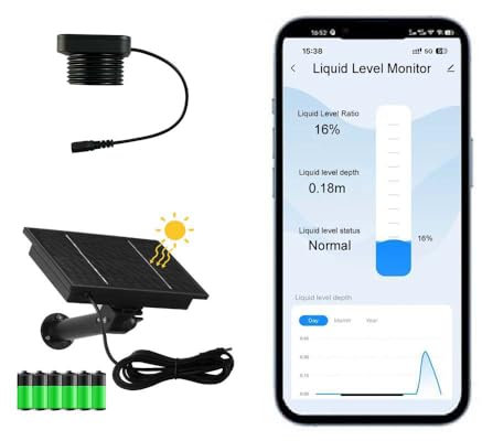EPTTECH Smart TLC 2326-WF-S Tuya APP Efficient Solar Panel Rechargeable Battery Liquid Level Monitor WiFi Water Oil Tank Level Sensor Waterproof IP67 Household Alarm Outdoor Ultrasonic Indicator