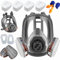 goambuy Maschera integrale con filtro + 20 dischetti di cotone filtrabili + tappi per le orecchie, maschera completa per la polvere, maschera per verniciatura a spruzzo di colore, maschera a gas per