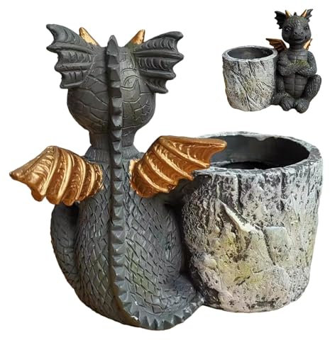 Zibeem Pot de jardinière de Dinosaure, Pot de Fleur de Dinosaure | Pot de en Pot pour Animaux | Jardinière succulente en résine pour Animaux, Pot de à Fleurs, Porte-Stylo de décoration Animale pour