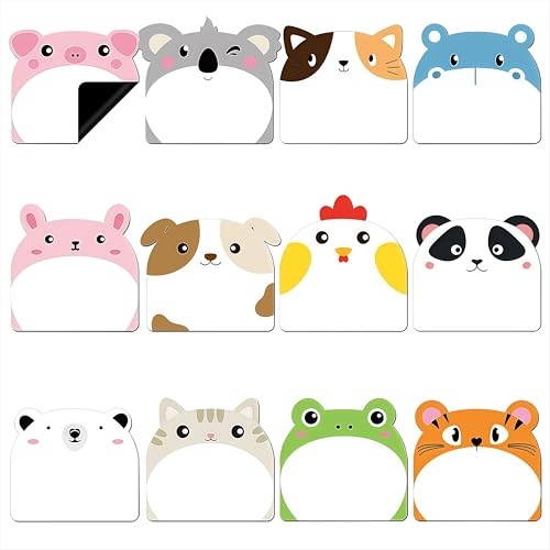 Magnetische Klebrige Notizen Wiederverwendbare Abwischbare Magnetische Etiketten Cartoon Niedliche Magnetische Kleine Sticky Notes für Whiteboard Kühlschrank Büro Klassenzimmer 12 Stück