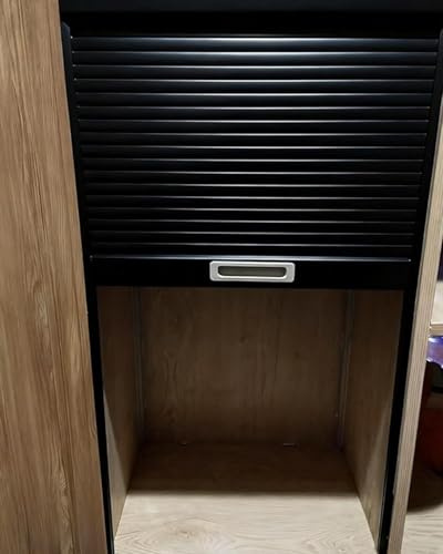 Concertina Door Replacement Tambour Door Kitchen Cabinet Kit, Pull Down Folding Panel for Cupboard Garage Wardrobe, Flexible Sideboard Track Sets Decorative(40x55cm/16x22in)