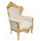 Casa Padrino Barock Sessel King Creme Samtstoff/Gold - Antik Stil Sessel
