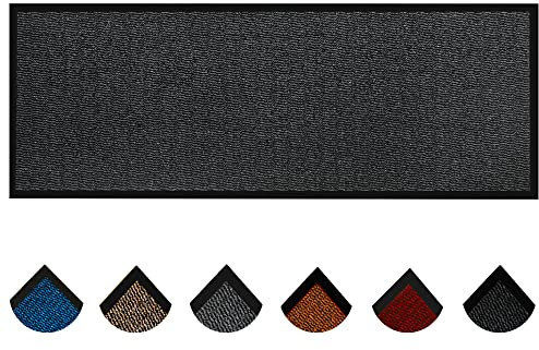 Homatz Hallway Runner Rug Heavy Duty Non-Slip Rubber Back, Grey 90x200cm Long Carpet Runner - Dirt Trapper, Water Absorbent Runner Mat, Washable Rug, Carpet for Hallway Kitchen Living Room