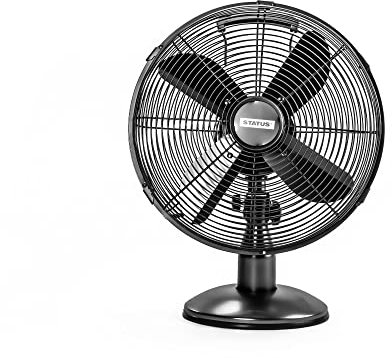 Status 12 Satin Black Desk Fan - Oscillating - 3 Speed Settings - 1 pk - in Glossy Retail Box (S12NDESKFAN1PKB)