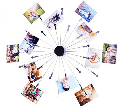 Mollytek Hängender FotoDisplay Wanddekoration Postkarte Geschenkkarte Bild Display Ständer Dekor Foto Baum Ständer für Tisch Display Sky Wheel Romantisches Design mit plattiertem Draht und 14 Fotos
