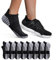 YouShow 8 Paar Sneaker Socken Damen Herren Sportsocken Laufsocken Atmungsaktiv Baumwolle Gepolsterte Kurze Halbsocken Schwarz 39-42