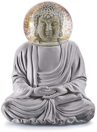 DONKEY Summerglobe - The Grey Buddha | Deko Figur mit Schneekugel im angesagten matt-grau Design