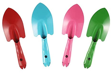 FGYZYP 4 Pcs Garden Mini Colorful Iron Hand Shovel, Trowel Set Garden Light Duty Tool, Miniature Succulent Indoor Outdoor Care for Flower Soil Plant Dig Transplant Kid Teen Women Men Gardening Gift