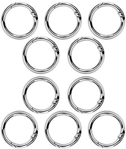 10 Stück 25mm Runde Karabiner,Karabiner Ring,Karabinerhaken aus Zinklegierung Snap Ring für Schlüssel Organisation und DIY Handwerk,Silber