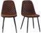 JYMTOM 2er-Set Esszimmerstühle Wohnzimmerstuhl mit Rückenlehne Sessel Scandinavian Vintage Gitter-Design Esstischstuhl aus künstlichem Wildleder mit Metallbeine (2, braun)