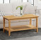 Hallowood Furniture Aston Oak Wide Coffee Table with Shelf, Large Side Table, Wooden Rectangular Centre Table, TV Table, Coffee Table with Storage for Dining & Living Room