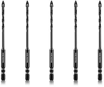 Meccion Fliesenbohrer 5tlg. 3mm Glasbohrer Professionell Kreuz Wolframkarbid Bohrer für Fliesen, Keramik, Mauerwerk, Glas, Kunststoff, Holz, Porzellan, Weichmetall
