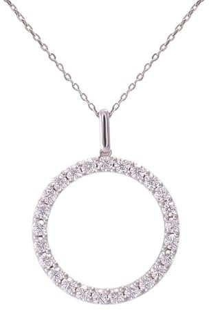 Epinki 14K Weißgold 585 Kette Personalisiert Echtgold Schmuck, Kreis Anhänger Halskette mit Moissanit, Au750 Gold Statement Kette Ethnic