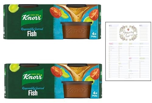 Gluten Free Stock Pot Bundle which Contains Knorr Fish Stock Pot 4x28g - Pack of 2 including Grocery List Card