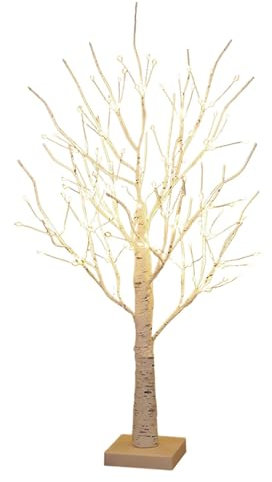 Bouleau à DEL – Arbre lumineux à DEL – Bouleau blanc | arbre de décoration de table, arbre à DEL pour chambre à coucher, bureau, étagère, guirlande lumineuse chaude pour table et maison, abdos,