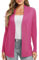 EXCHIC Donna Casuale Manica Lunga Lavorare a Maglia Cardigan Leggero Comodo Fronte Aperto Maglioni Lunghi con Tasche(XXL, Rosa Rosso)