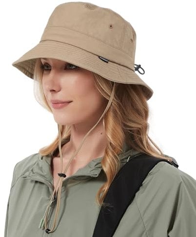 Creekstone Regenhut Damen Wasserdicht, Herren Bucket Hat Eimerhut, Sonnenhut UV Schutz, UPF50 Outdoor Faltbar Wandern Fischerhut (DE/NL/SE/PL, Alphanumerisch, Einheitsgröße, Khaki)