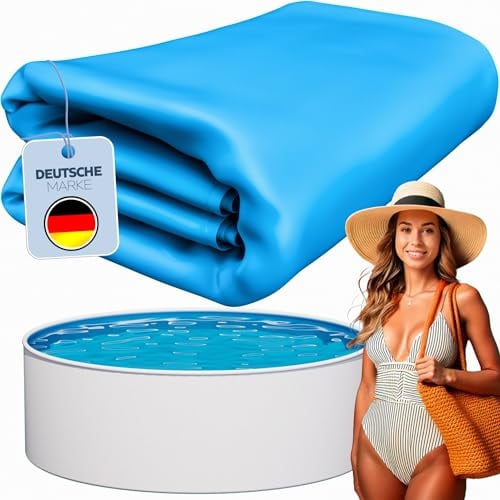 poolomio Poolfolie blau für Stahlwandpool rund 360 x 110 cm | Poolinnenfolie Aufstellpool Winterfest und UV-beständig | Ersatzfolie für Gartenpool | Pool Innenhülle 0,25 mm Stärke