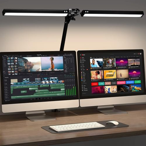 LED Desk Lamp with Clamp, 3 Colour Modes & Stepless Dimming – Desk Light for Office, Study, or Reading. Desk Lamp Clamp with Memory Function, Perfect for Desk Lights for Office and Home Use (13W )