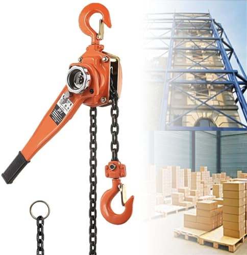 NILoykg& Manual Hoists,Lever Hoists,1/2/3 Ton Manual Chain Block Lever Hoist Hooks Rubberised Handle 360°Rotating Steel Hooks for Large Kayak Canoe Factory Construction Transportation,1T,3m
