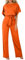 HOOUDO Ladies Jumpsuit Size 10 Summer Short Sleeve Playsuits Ladies Plain Casual Wide Leg Pant Belted Romper Formal Wedding Overalls Baggy One Piece Outfits Dungarees My Orders Orange