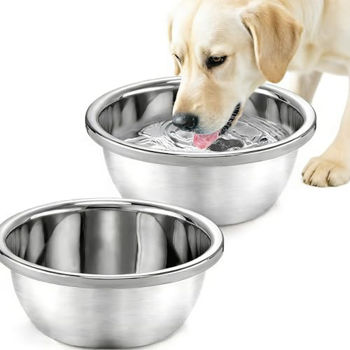 Biubee 2 Pack 4.9L Extra Large Dog Bowls | Stainless Steel Food Grade Pet Water Bowl, Easy to Clean, High Capacity for Large Dogs