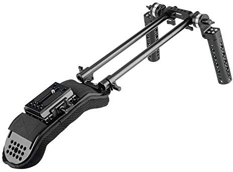 NICEYRIG 15mm Shoulder Pad Rig Support System Kit with QR Baseplate 15mm Rod Clamp Rosette Handle Grips for DSLR DV Video Camera Camcorder