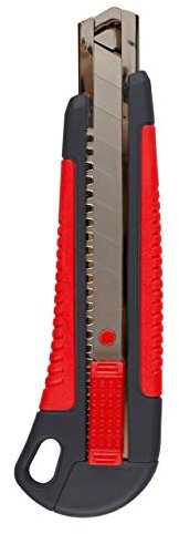 Kores - KCS18 Cutter en Métal 18 mm, Lame en Acier au Carbone à Cran d'Arrêt avec Verrouillage Automatique et Poignée Souple, pour la Maison, le Bureau et les Loisirs Créatifs, Paquet Individuel