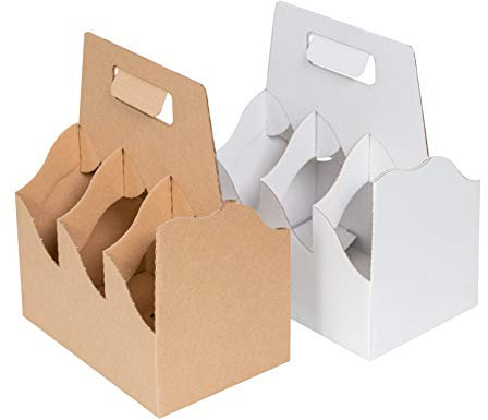 karton-billiger Flaschenträger Bierträger Six-Pack Sixpack Träger f. 6 Bierflaschen - 25 Stück - 2-Farben (weiß)