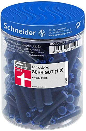 Schneider Tinten-/ Standard Patronen (für Füller, löschbar) 200 Stück königsblau (2x 100er Dose)
