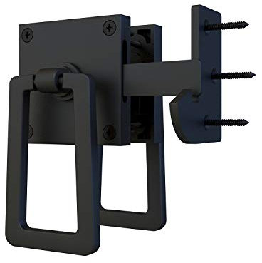 JUBEST Self Locking Gate Latch, Heavy Duty Double Side Gate Latches Black Gate Latches for Outdoor Fence, Wooden Gates, Pool Gate, Backyard, Garden