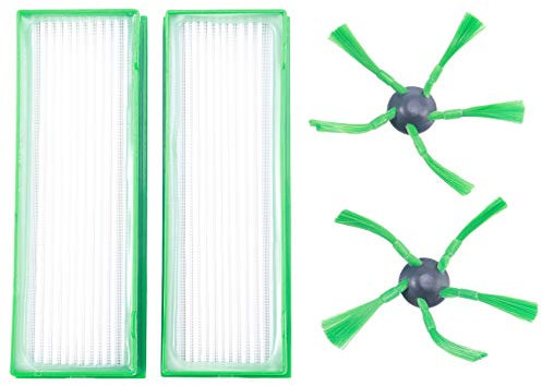 Qezodsx 2 Pz/Robot Aspirapolvere Ricambi per Vorwerk Folletto VR200 VR200 Sostituzione Filtro HEPA + 2 Spazzole Laterali