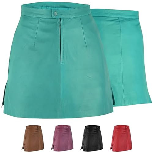 Trendiger Mini Lederrock aus Lammnappa Business Rock Echtleder 46, Grün