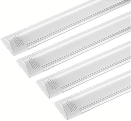 Bellanny 4 Pcs LED Feuchtraumleuchte 60cm, 20W 2400LM LED Deckenleucht Röhre Licht, Warmweiß 3000K Werkstattlampe - 2,5cm flach Lampe, 130° Abstrahlwinkel Deckenlampe für Wohnzimmer Küche Garage Büro