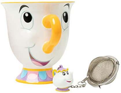 Paladone Disney Tasse & Teesieb Set Tassilo weiß, bedruckt, aus Keramik/Kunststoff, Fassungsvermögen ca. 250 ml