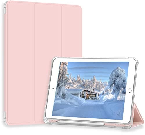Divufus Case for iPad Pro 9.7 Only(Old Model 2016), Lightweight Slim Auto Sleep/Wake Trifold Stand Smart Cover, Soft TPU Frosted Translucent Back Pencil Holder Case for iPad Pro 9.7 Inch, Pink