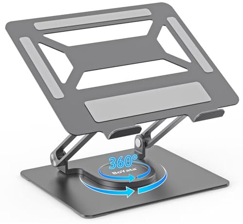 BoYata Supporto PC Portatile, Supporto per Laptop Regolabile con Base Girevole a 360°, Supporto Ergonomico per Notebook Compatibile con Tutti i Modelli MacBook Pro/Air, Laptop fino a 17-Grigio