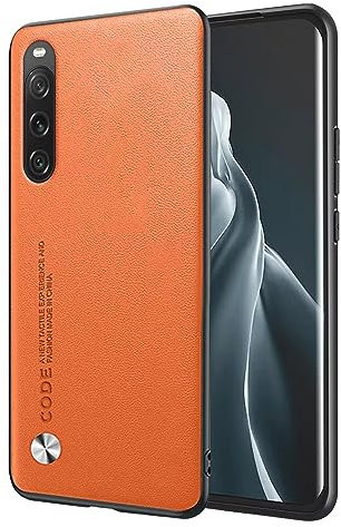 EASSGU Hülle für Smartphone, Compatible with Sony Xperia 10 V (6.1 Inches) Handyhülle im Business Stil mit PU Lederrückseite - Orange