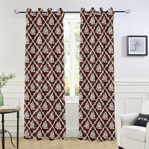 Verdunkelungsvorhang mit gekreuzten Dreiecken, Wikinger, normannischer Kultur, 213,4 cm Länge, verdunkelnde Fensterabdeckung für Schlafzimmer, Wohnzimmer, Verdunkelungsrollos, Schrankvorhänge,