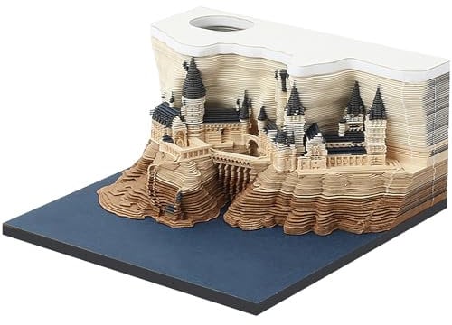 GiReich 3D Notizblock, 2024 Tischkalender-Notizblock, Kreativer Tischkalender, Notizblock, Papierskulptur, Geschenk, 3D-Kunstkalender, Schlossmodell Papierkunst