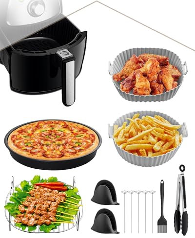 HOMGEN Set di 7 Accessori per Friggitrice ad Aria da 21cm Set di Accessori per Friggitrice ad Aria Riutilizzabili per Friggitrice ad Aria Cecotec da 6 Litri