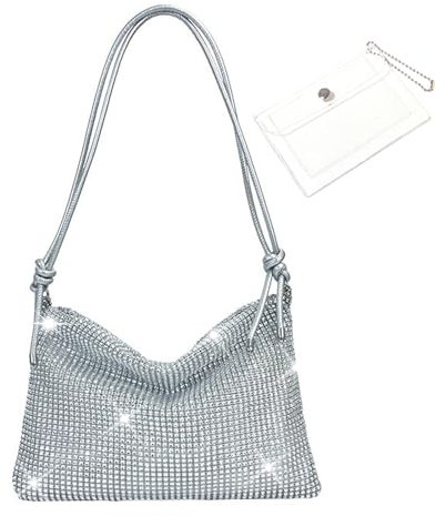Thoquene Glitzer Tasche Damen, Glänzend Strass Abendtäschchen, Clutch Geldbörse