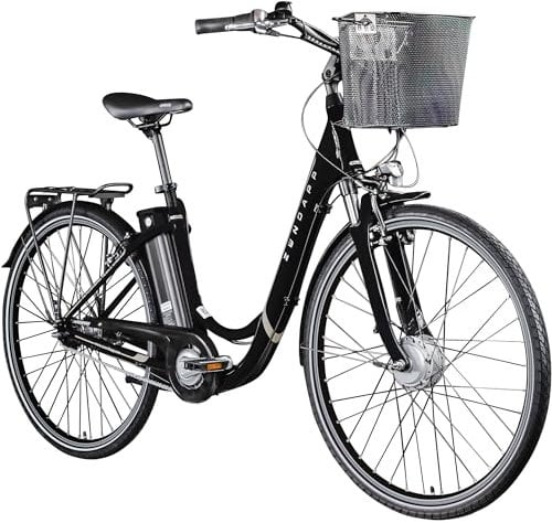 ZÜNDAPP E Bike Damen Fahrrad 28 Zoll | Ebike City Erwachsene 155-190 cm | Retro E-Bike 7 Gang Schaltung Rücktrittbremse | Elektro Fahrräder mit Licht Z517 (schwarz, 48 cm)