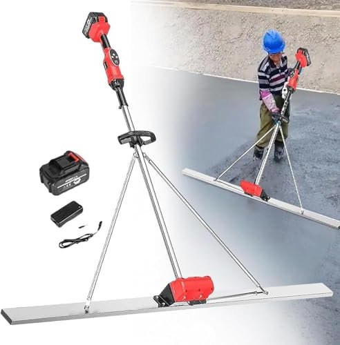 XCSCUK Machine à Chape en béton, vibrateur électrique sans Fil pour Chape en Ciment, adapté à Un Usage Domestique et Commercial (1.2M 1battery)