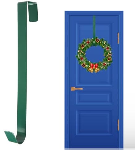 SHATCHI 1Pc Christmas Wreath Door Hanger – 38cm Metal Front Door Wreath Holder Over Door Hook for Christmas Home Office Wall Wedding Hanging Decorations Wreaths