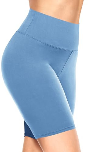 TNNZEET Radlerhose Damen Hohe Taille Kurze Sporthose Leggings Blickdicht Sommer Shorts Yoga Hose für Gym Sport (Hellblau,S-M)
